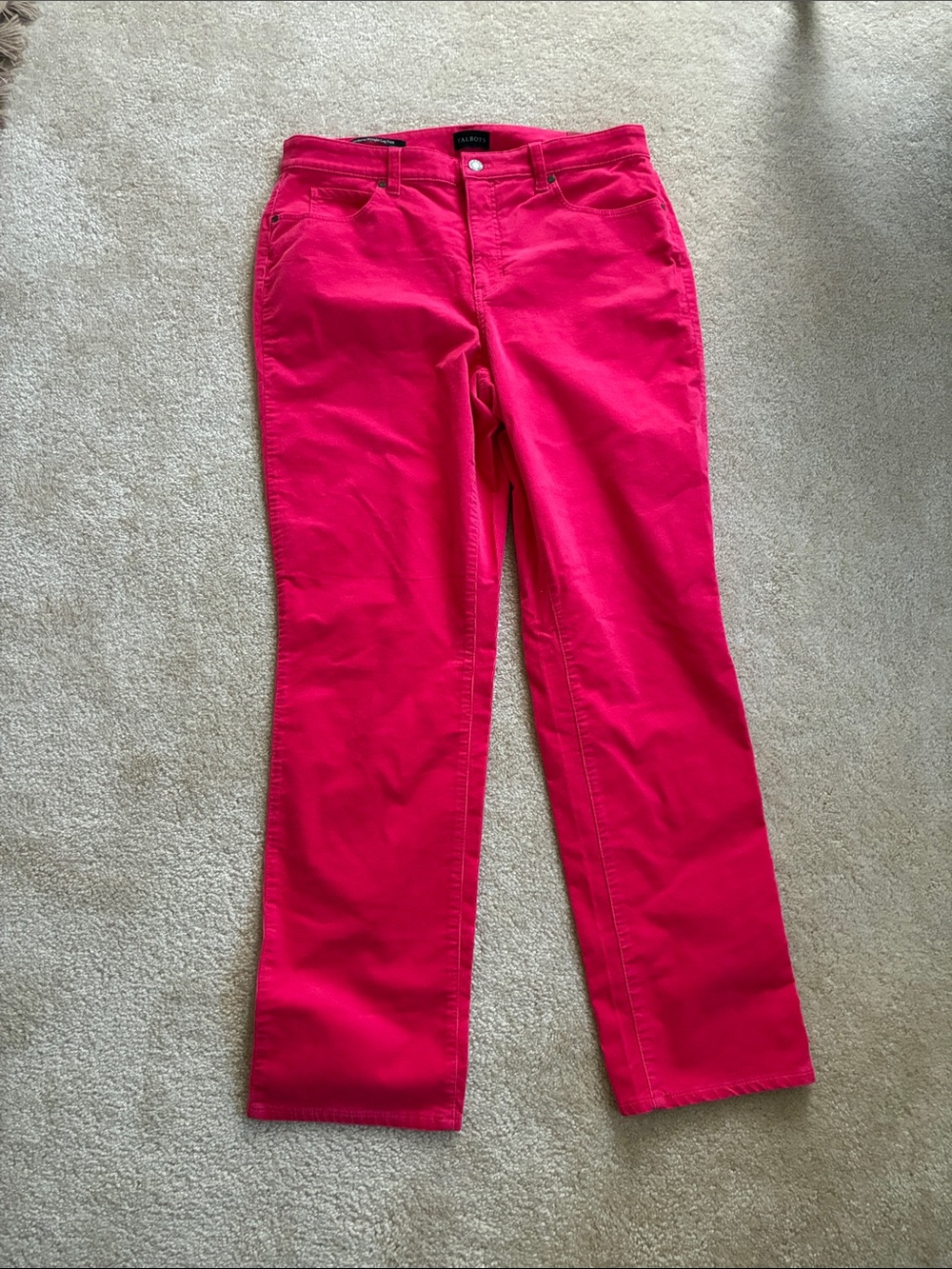 NWT Talbots Curvy Fit pink corduroy straight leg pants